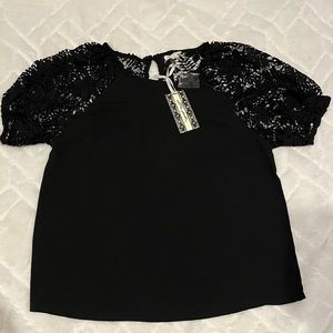 Beautiful Black Top with Lacy Sleeves